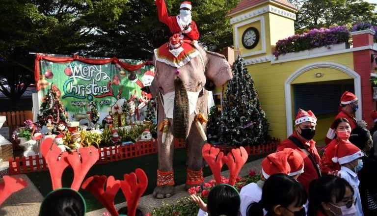 Moș Crăciun a schimbat sania și renii cu elefanții